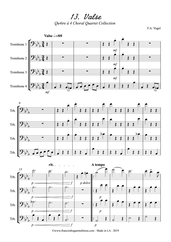 Valse - Qu4tre à 4 Choral Quartet