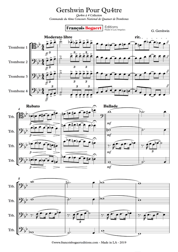 Gershwin pour Quatuor de Trombones